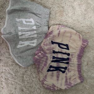 PINK Victoria's Secret Tie-Dye and Gray Shorts Set
